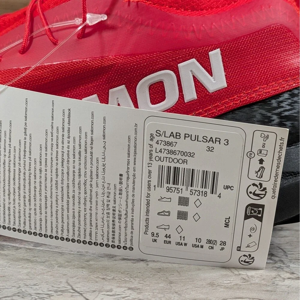 Salomon S/Lab Pulsar 3 Men's 10 Fiery Red Black Trail Running Shoes L47386700